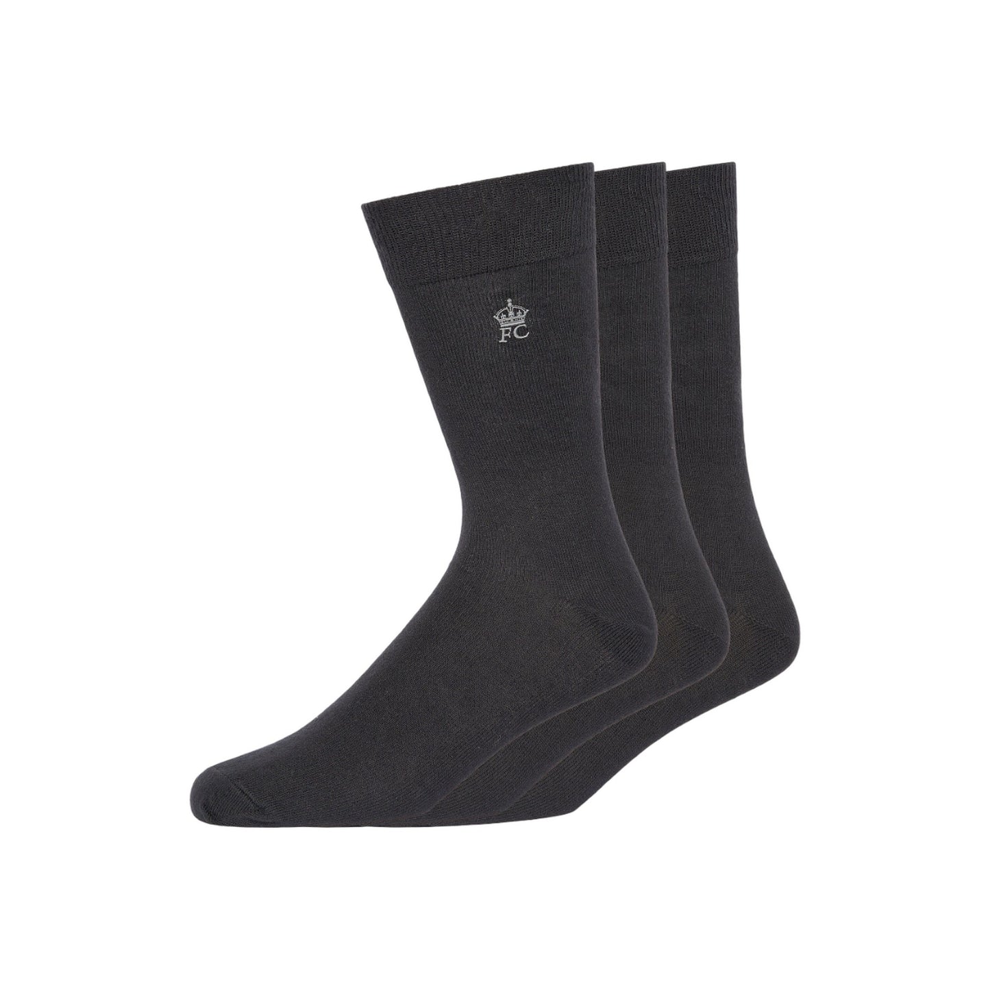 Black-Gunmetal Grey - Front - French Connection Unisex Adult Logo Socks (Pack of 3)