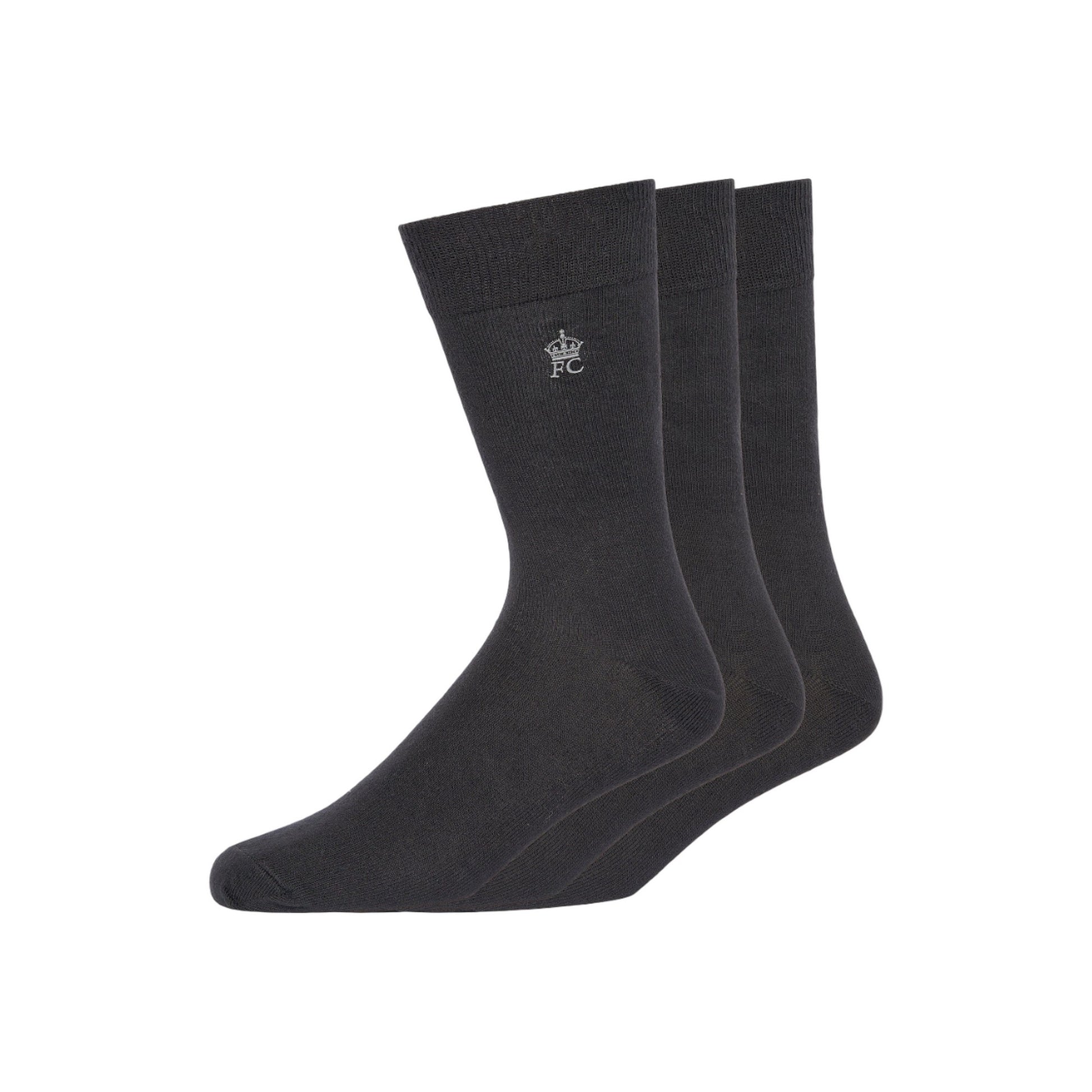 Black-Gunmetal Grey - Front - French Connection Unisex Adult Logo Socks (Pack of 3)