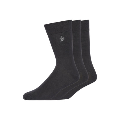 Black-Gunmetal Grey - Front - French Connection Unisex Adult Logo Socks (Pack of 3)