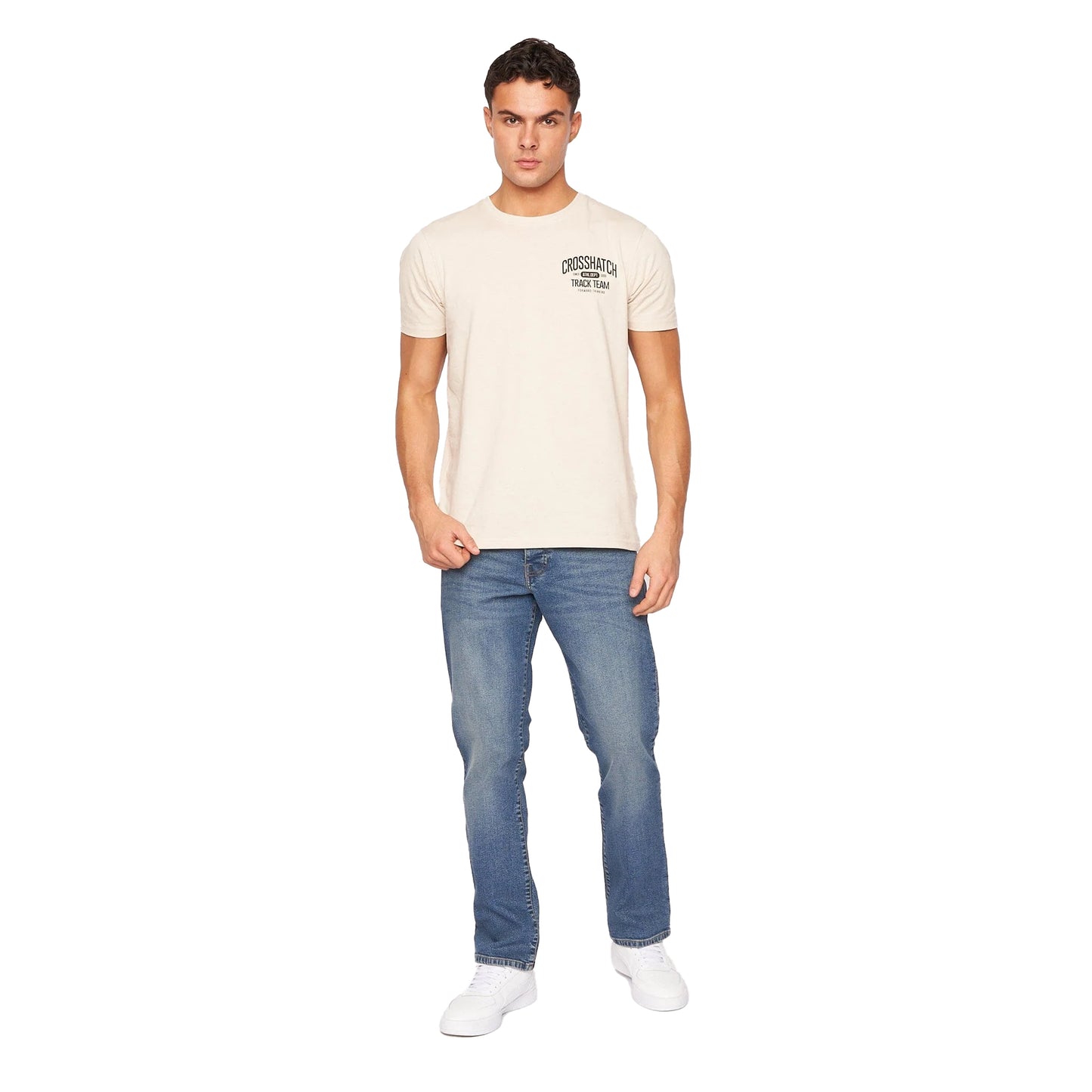 Light Wash - Lifestyle - Crosshatch Mens Princed Denim Jeans