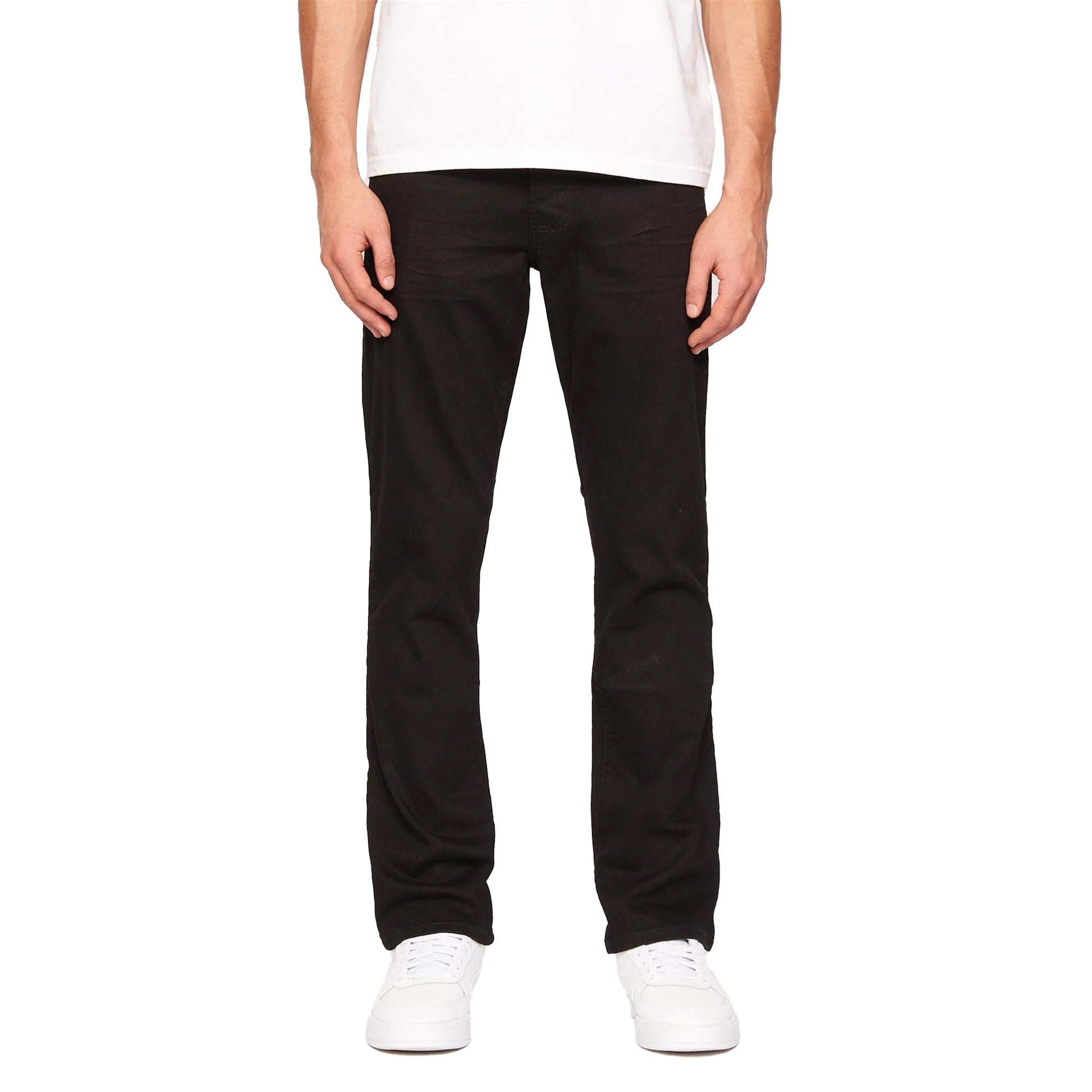 Solid Black - Front - Crosshatch Mens Princed Denim Jeans