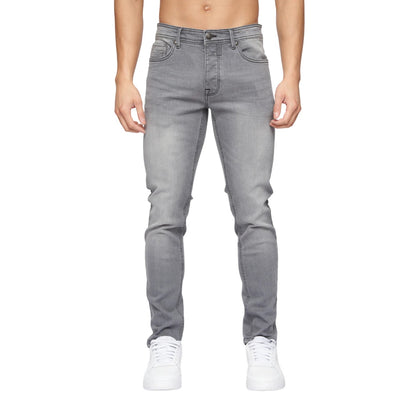 Grey Wash - Front - Crosshatch Mens Buraca Denim Slim Jeans