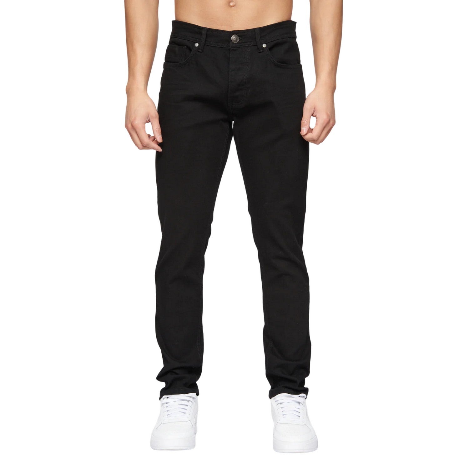 Black - Front - Crosshatch Mens Buraca Denim Slim Jeans