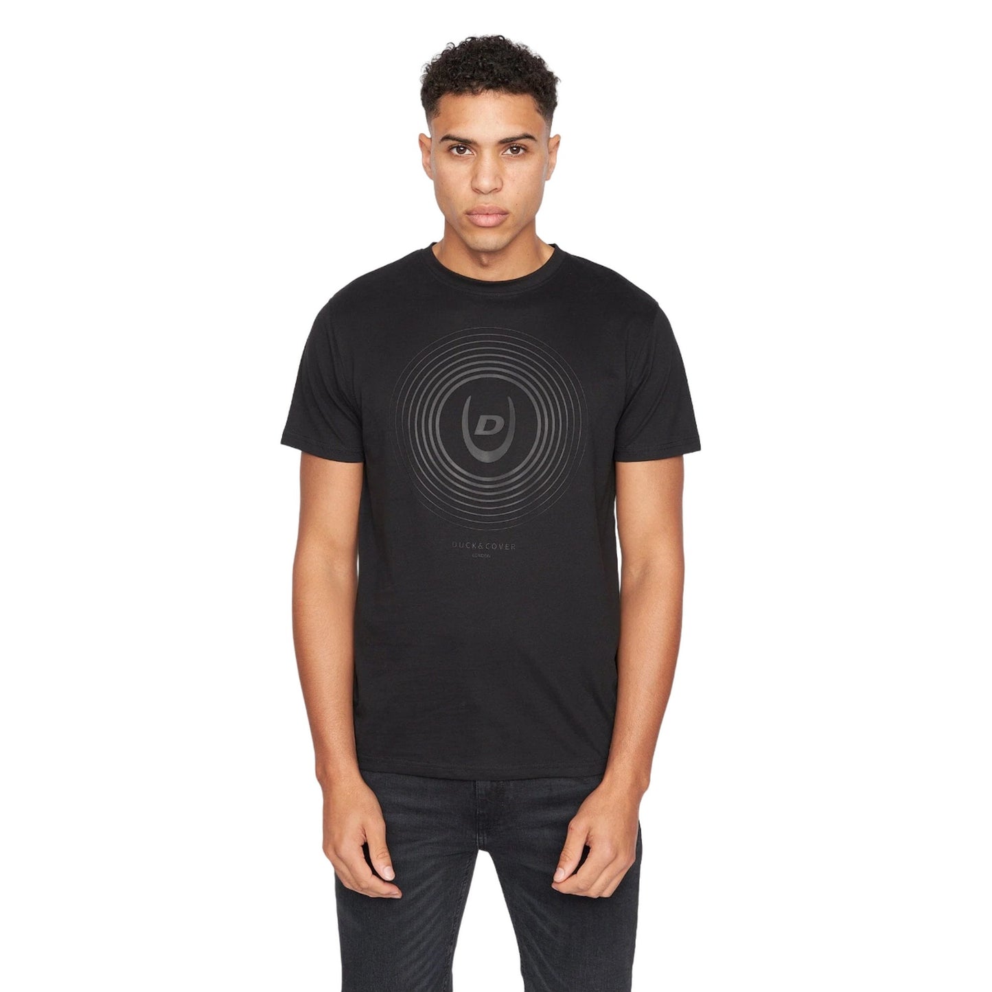 Black - Front - Duck and Cover Mens Zoomout T-Shirt
