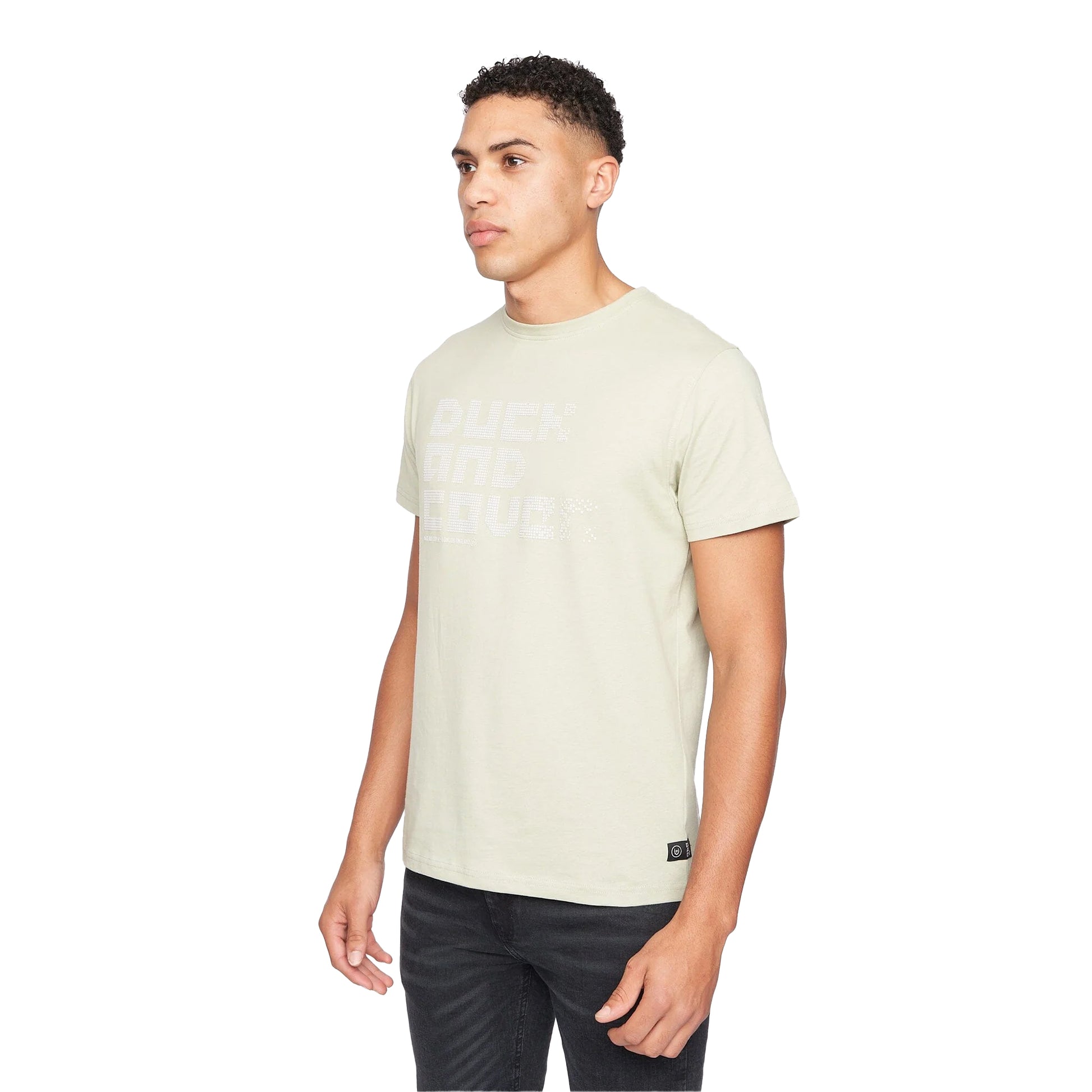 Light Sage - Side - Duck and Cover Mens Tranfax T-Shirt