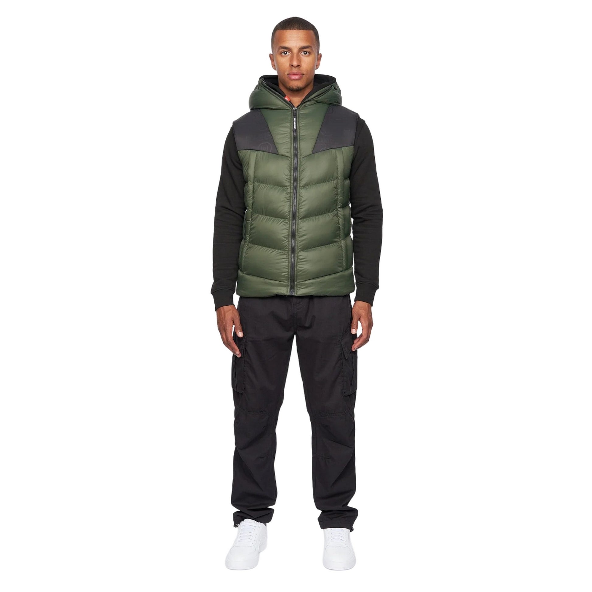 Dark Olive - Pack Shot - Duck and Cover Mens Raymax Gilet