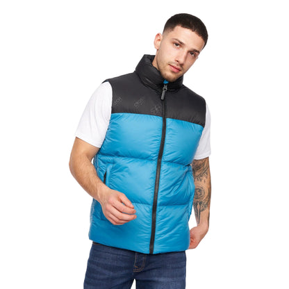 Petrol-Black - Front - Crosshatch Mens Demerley Contrast Panel Gilet