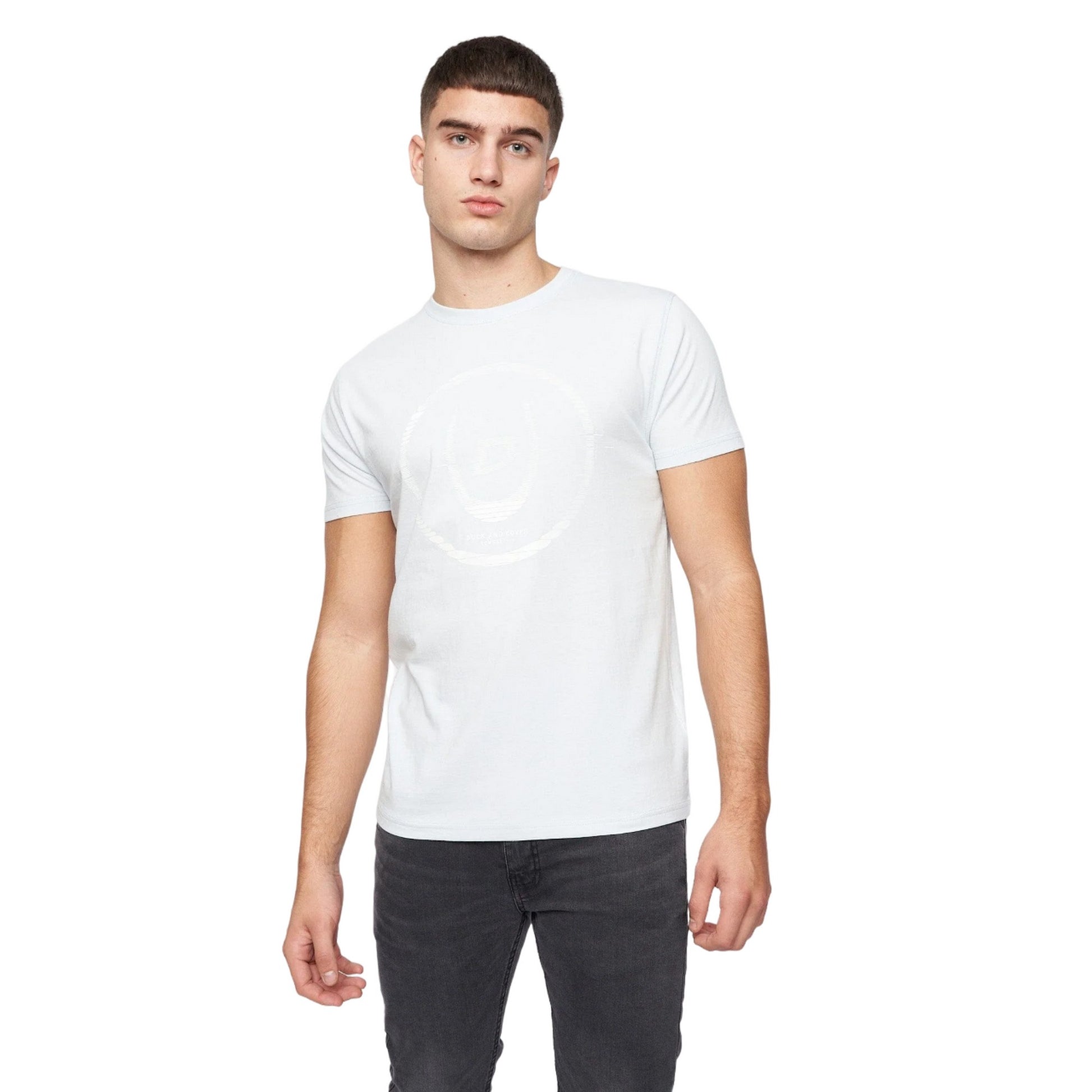 Black-White-Grey-Navy Blue-Light Blue - Pack Shot - Duck and Cover Mens Ventmans Assorted Designs T-Shirt (Pack of 5)