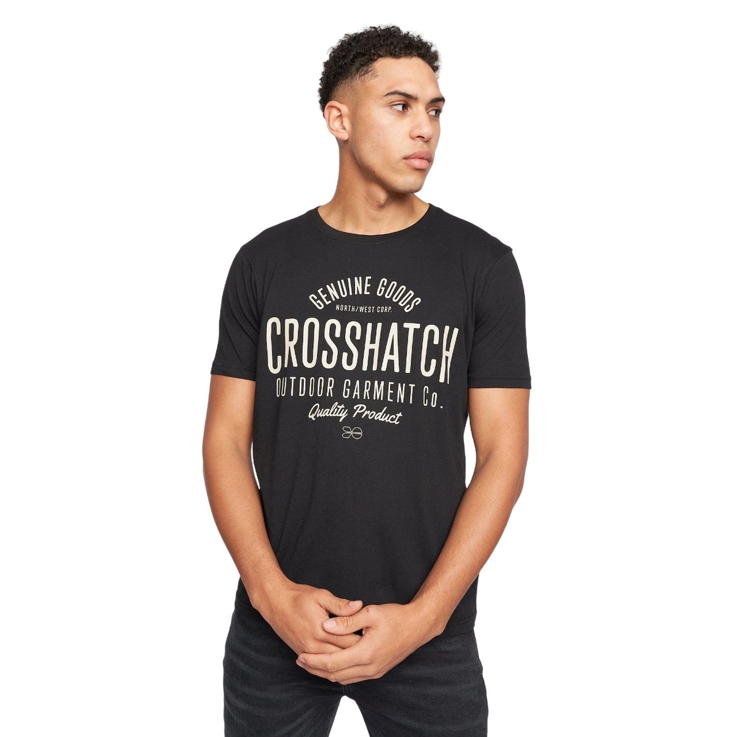 White-Orange-Black-Grey-Navy Blue - Pack Shot - Crosshatch Mens Luckmoore Assorted Designs T-Shirt (Pack of 5)