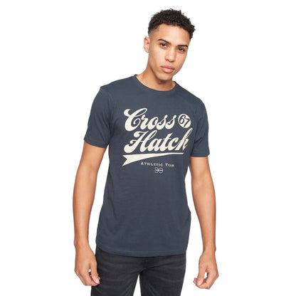 White-Orange-Black-Grey-Navy Blue - Close up - Crosshatch Mens Luckmoore Assorted Designs T-Shirt (Pack of 5)