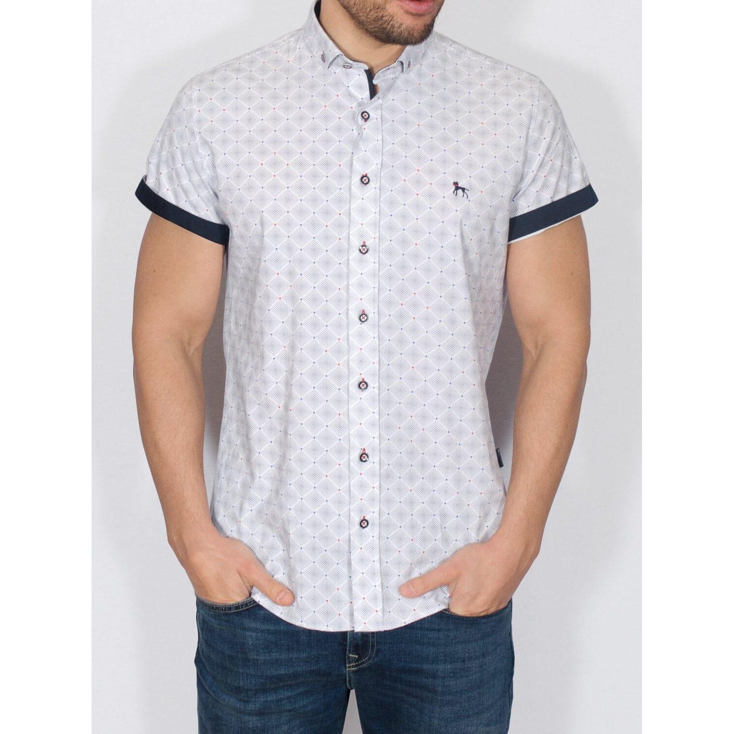 White - Front - Mens Delah Short-Sleeved Shirt