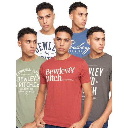 Orange-Sage-White-Blue-Grey - Front - Bewley & Ritch Mens Fevertrees Assorted Designs T-Shirt (Pack of 5)