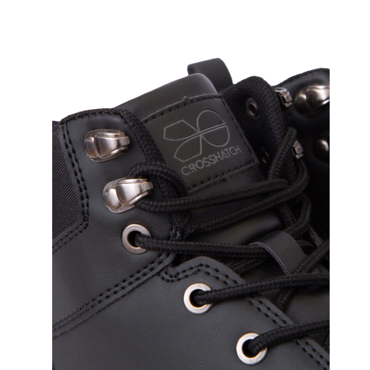 Black - Back - Crosshatch Mens Leather High Tops