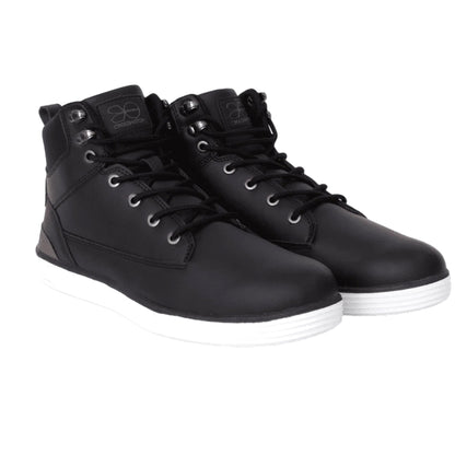 Black - Front - Crosshatch Mens Leather High Tops