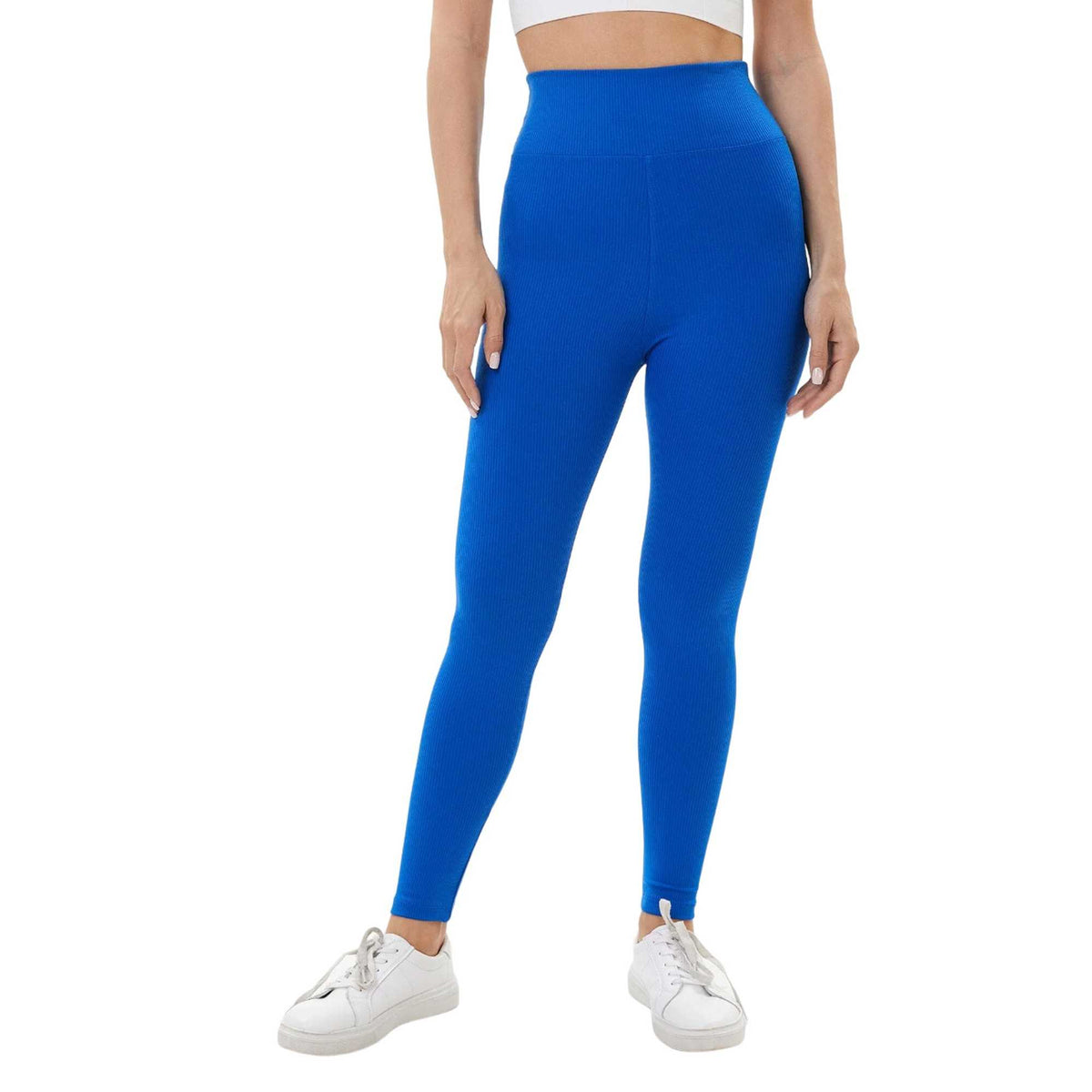 Blue - Front - Lookus Womens-Ladies Zelal Ribbed Leggings