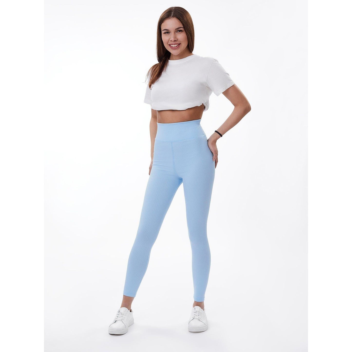 Baby Blue - Front - Lookus Womens-Ladies Zelal Ribbed Leggings