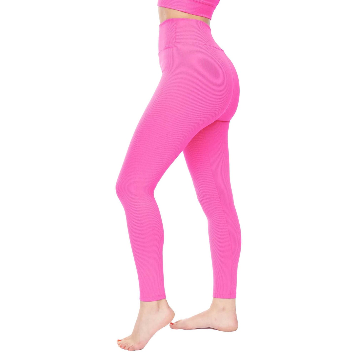 Fuchsia - Back - Lookus Womens-Ladies Zelal Ribbed Leggings