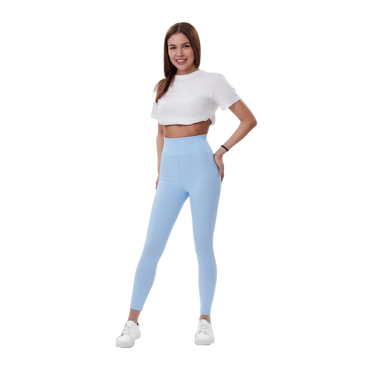 Baby Blue - Lifestyle - Lookus Womens-Ladies Zelal Ribbed Leggings