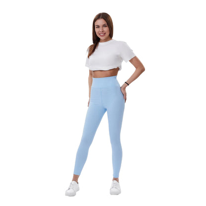 Baby Blue - Lifestyle - Lookus Womens-Ladies Zelal Ribbed Leggings