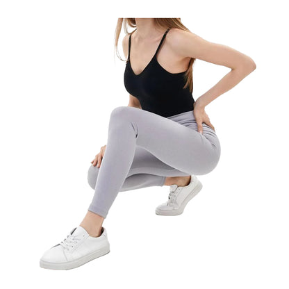 Grey - Back - Lookus Womens-Ladies Zelal Ribbed Leggings