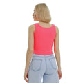 Neon Pink - Back - Lookus Womens-Ladies Mercan Button Crop Top