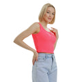 Neon Pink - Side - Lookus Womens-Ladies Mercan Button Crop Top