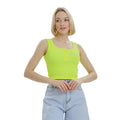 Neon Yellow - Front - Lookus Womens-Ladies Mercan Button Crop Top