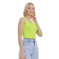 Neon Yellow - Side - Lookus Womens-Ladies Mercan Button Crop Top