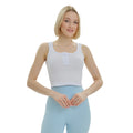 White - Front - Lookus Womens-Ladies Mercan Button Crop Top