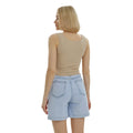 Beige - Back - Lookus Womens-Ladies Mercan Button Crop Top