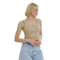 Beige - Side - Lookus Womens-Ladies Mercan Button Crop Top