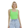 Neon Green - Front - Lookus Womens-Ladies Mercan Button Crop Top