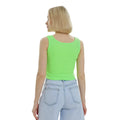Neon Green - Back - Lookus Womens-Ladies Mercan Button Crop Top