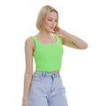 Neon Green - Side - Lookus Womens-Ladies Mercan Button Crop Top