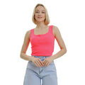Neon Pink - Front - Lookus Womens-Ladies Mercan Button Crop Top