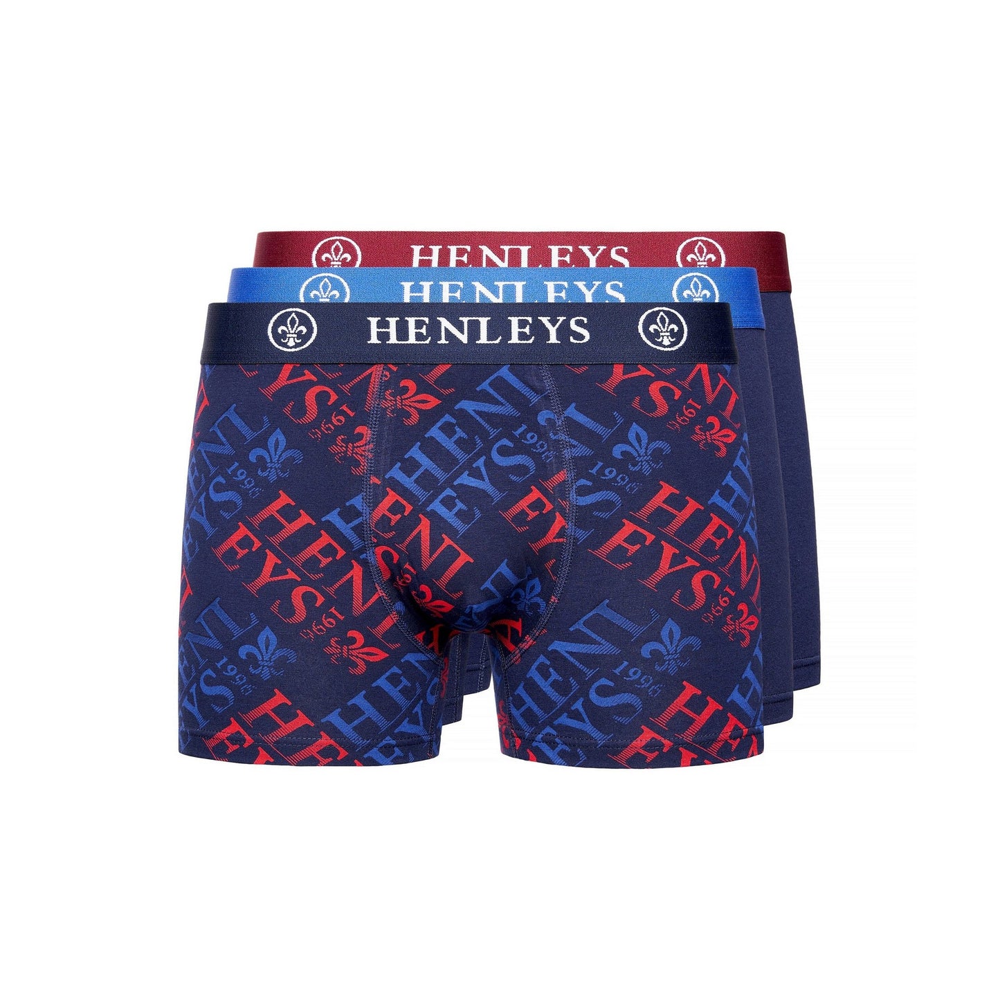 Multicoloured - Front - Henleys Mens Rutlers Assorted Designs Boxer Shorts (Pack of 3)