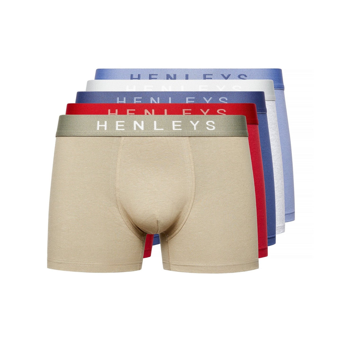 Multicoloured - Front - Henleys Mens Motley Boxer Shorts (Pack of 5)