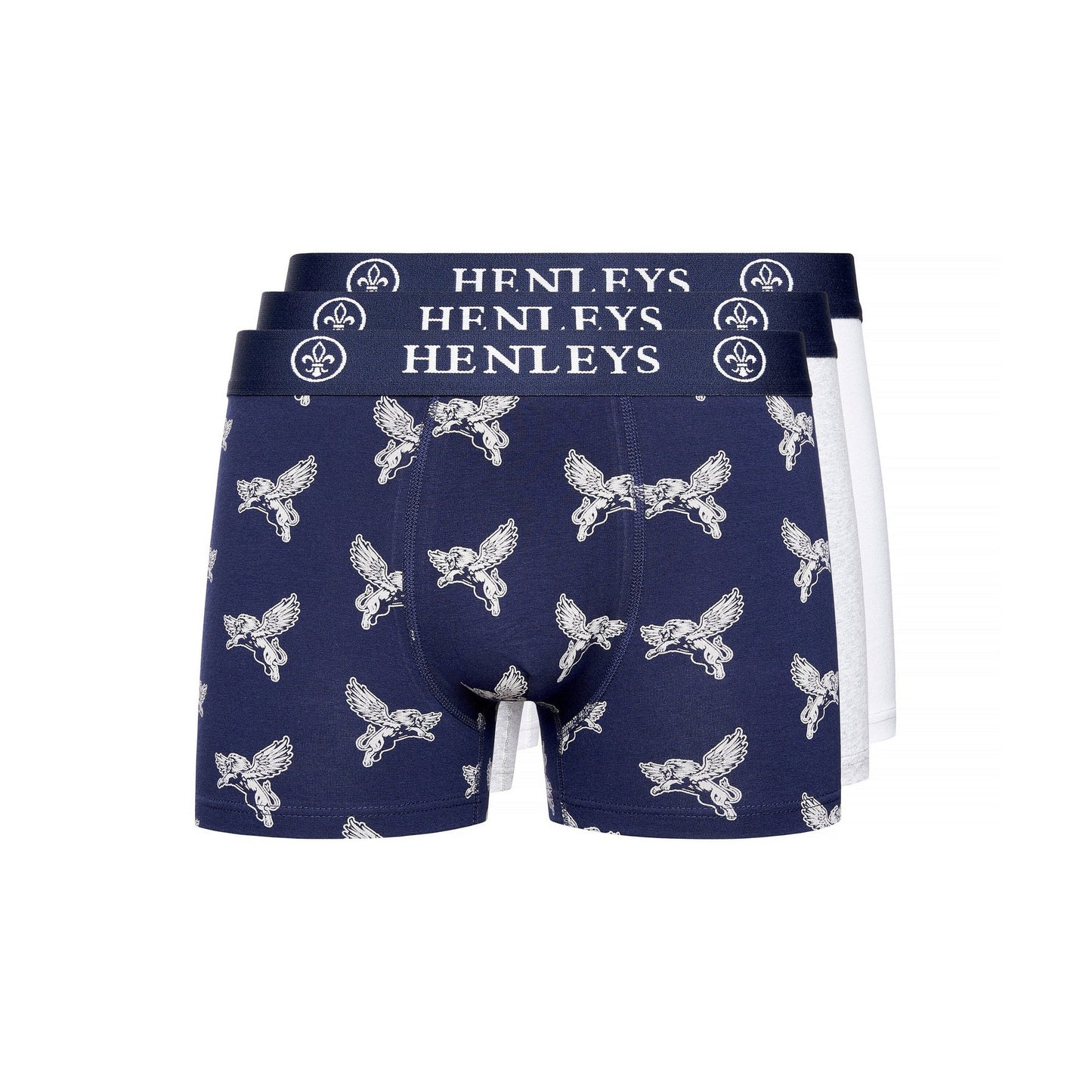 Multicoloured - Front - Henleys Mens Lionwing Assorted Designs Boxer Shorts (Pack of 3)