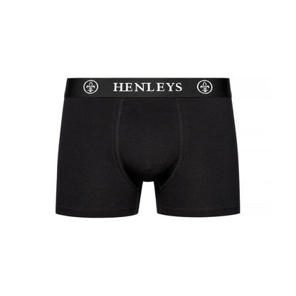 Black - Side - Henleys Mens McBlacken Boxer Shorts (Pack of 3)