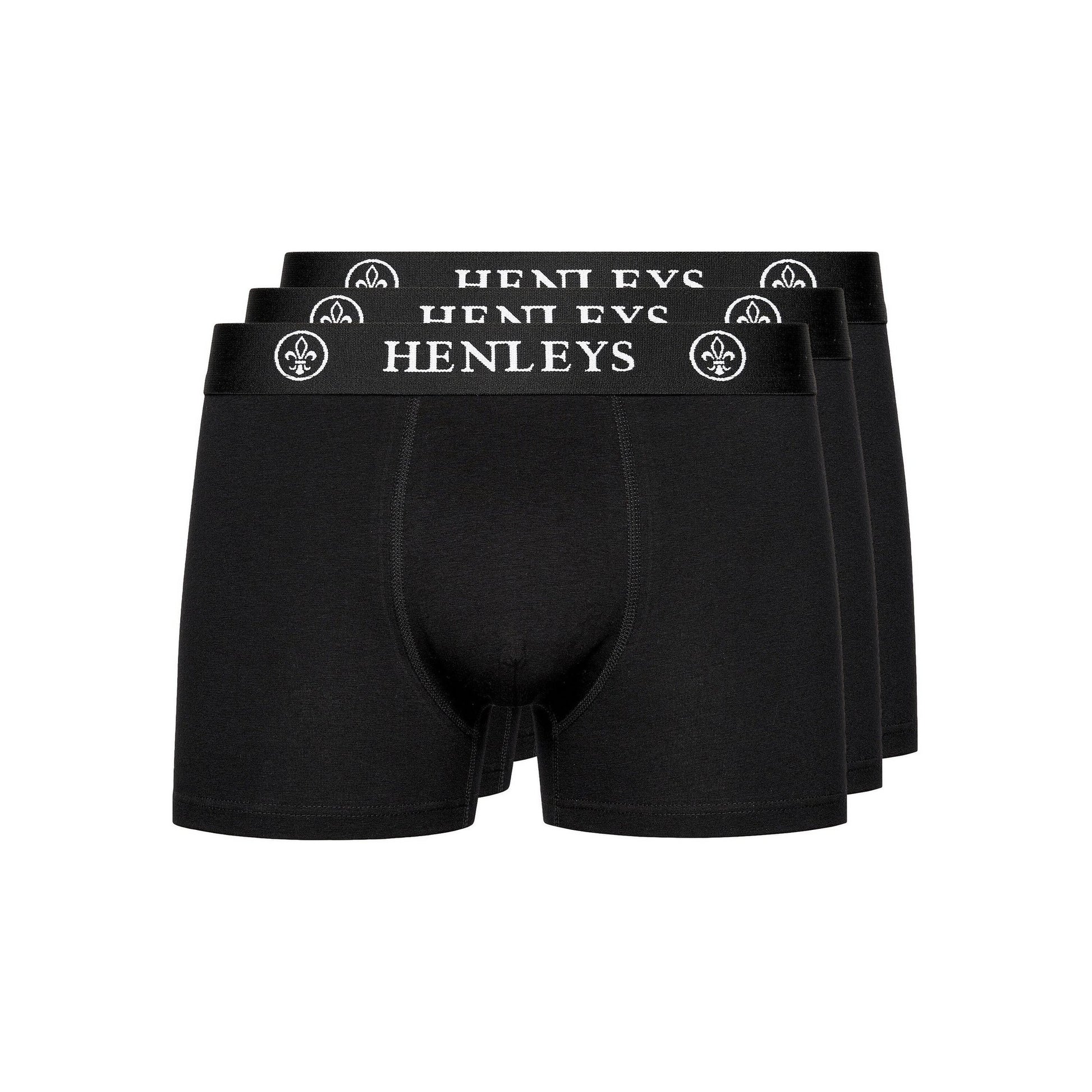 Black - Front - Henleys Mens McBlacken Boxer Shorts (Pack of 3)