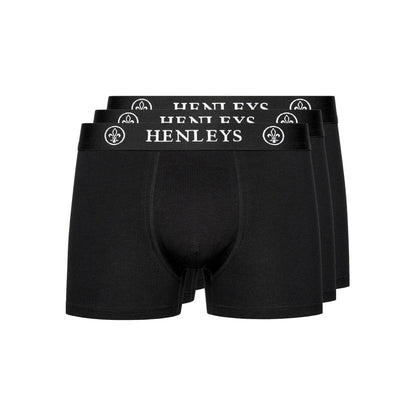 Black - Front - Henleys Mens McBlacken Boxer Shorts (Pack of 3)