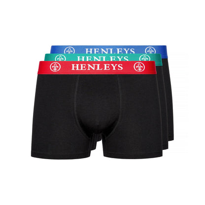 Black - Front - Henleys Mens Primas Boxer Shorts (Pack of 3)