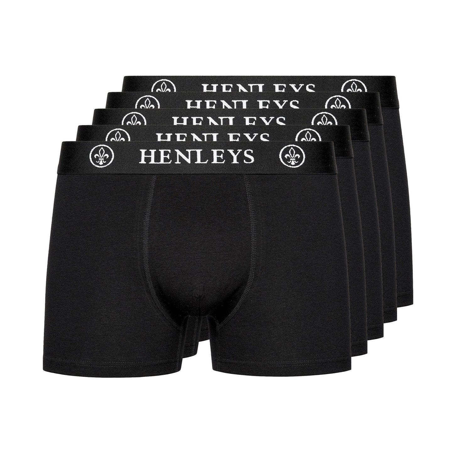 Black - Front - Henleys Mens McBlacken Boxer Shorts (Pack of 5)