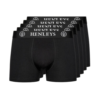 Black - Front - Henleys Mens McBlacken Boxer Shorts (Pack of 5)