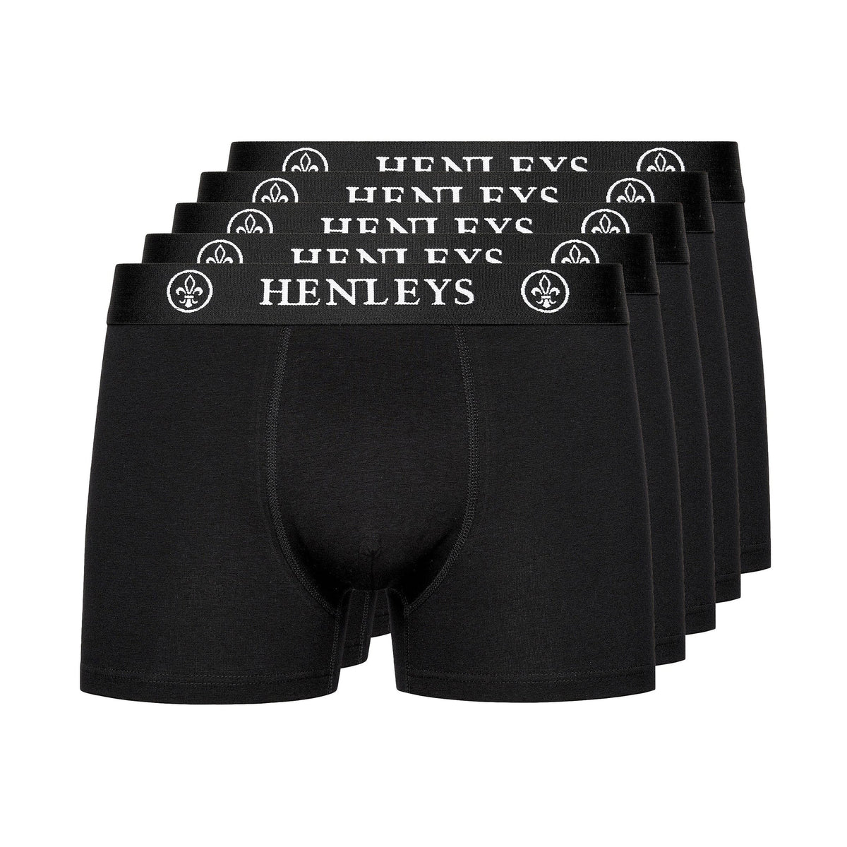 Black - Front - Henleys Mens McBlacken Boxer Shorts (Pack of 5)