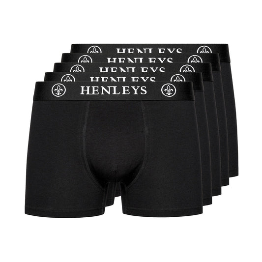 Black - Front - Henleys Mens McBlacken Boxer Shorts (Pack of 5)