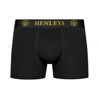 Black - Side - Henleys Mens Quintlock Boxer Shorts (Pack of 5)