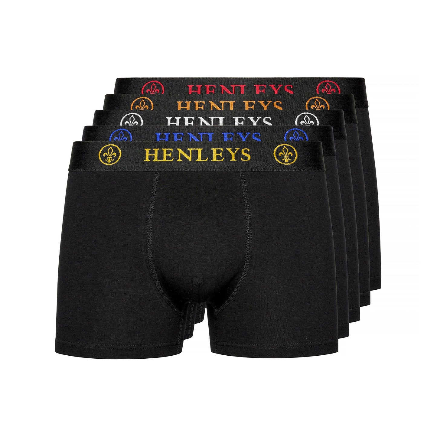 Black - Front - Henleys Mens Quintlock Boxer Shorts (Pack of 5)