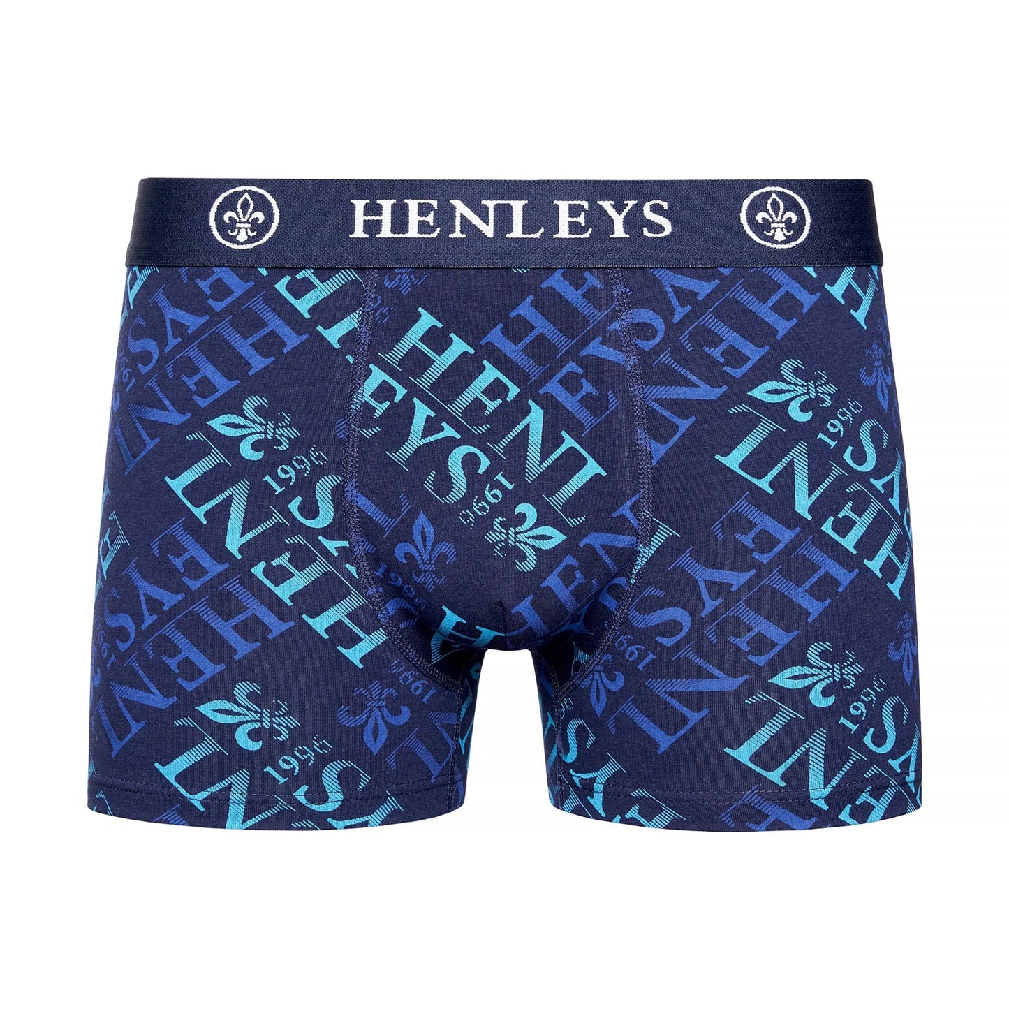 Navy - Side - Henleys Mens Rutling Assorted Designs Boxer Shorts (Pack of 5)