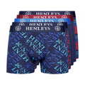 Navy - Front - Henleys Mens Rutling Assorted Designs Boxer Shorts (Pack of 5)
